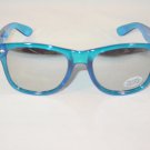 CRYSTAL NEON BLUE MIRROR PC LENS RETRO STYLE SQUARE PLASTIC FRAME SPRING TEMPLE