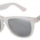 CLEAR CRYSTAL MIRROR PC LENS RETRO STYLE SQUARE PLASTIC FRAME SPRING TEMPLE