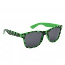 GREEN HAPPY FACE PLASTIC FRAME WAYFARER STYLE SUNGLASSES