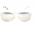 Mirror Lenses Old School Aviater Style Sunglasses Silver Color Frames