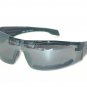 BLACK PLASTIC SMOKE LENS WRAP SAFETY SUNGLASSES MEETS CERTIFIED SAFETY STANDARD