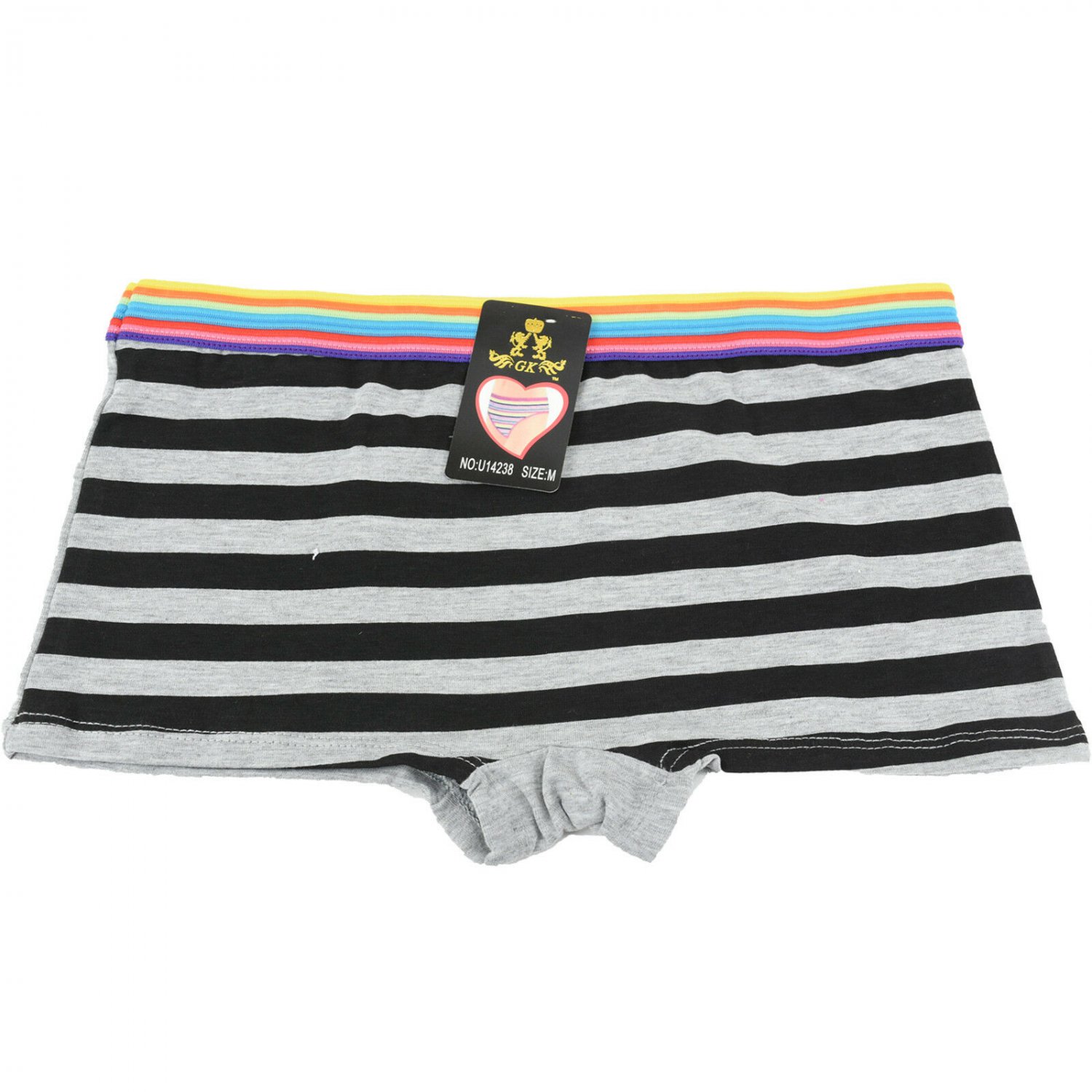 6 pcs Women's Cotton Boy Shorts Panties Stripe Pattern SizeS,M,L,XL
