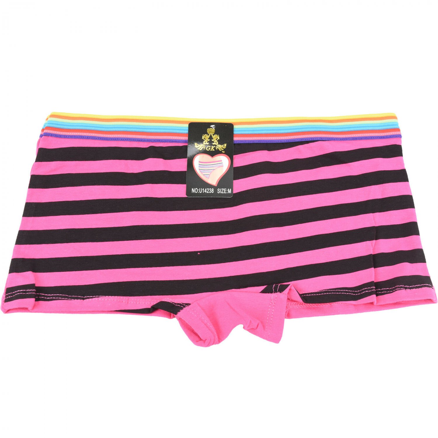 6 pcs Women's Cotton Boy Shorts Panties Stripe Pattern SizeS,M,L,XL