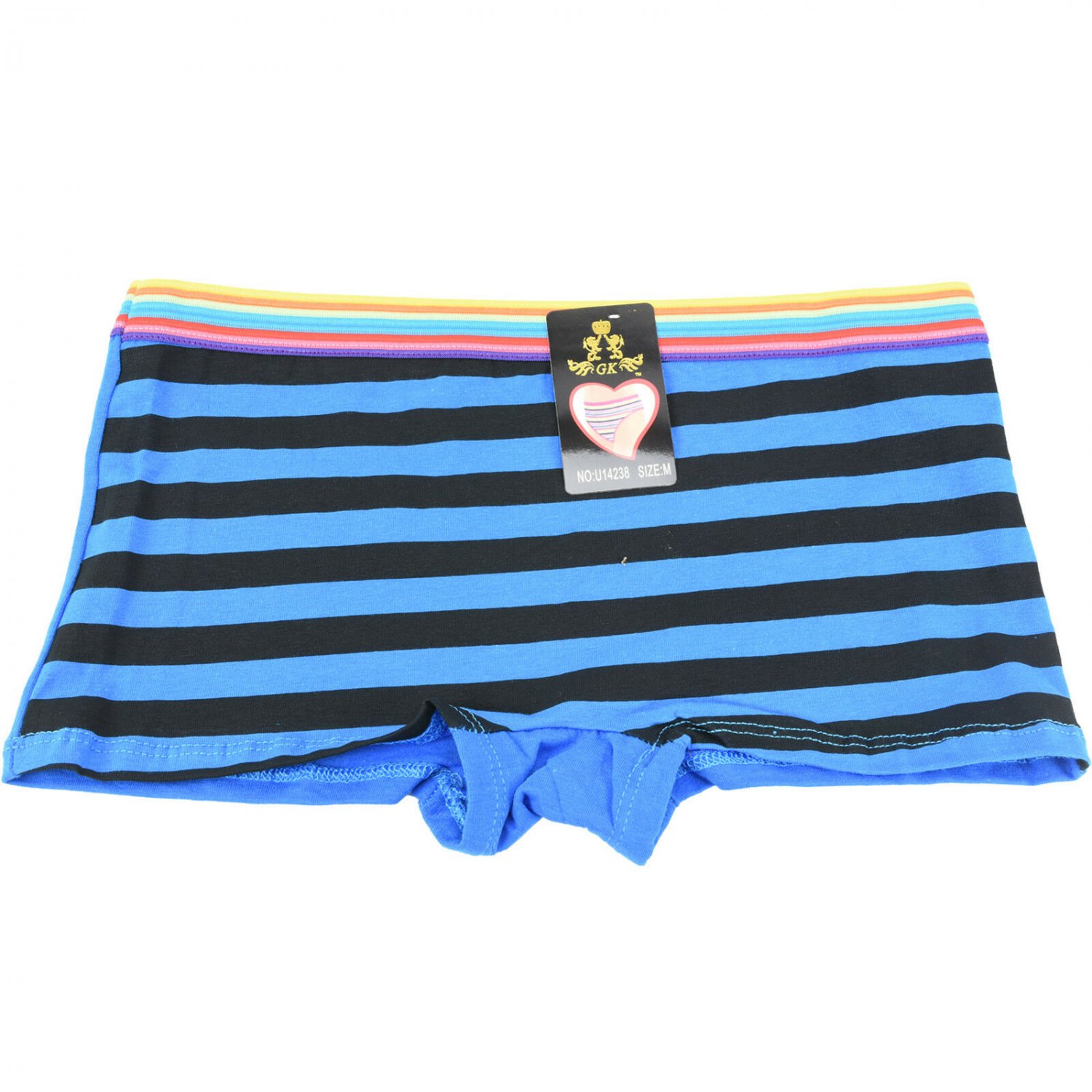 6 pcs Women's Cotton Boy Shorts Panties Stripe Pattern SizeS,M,L,XL