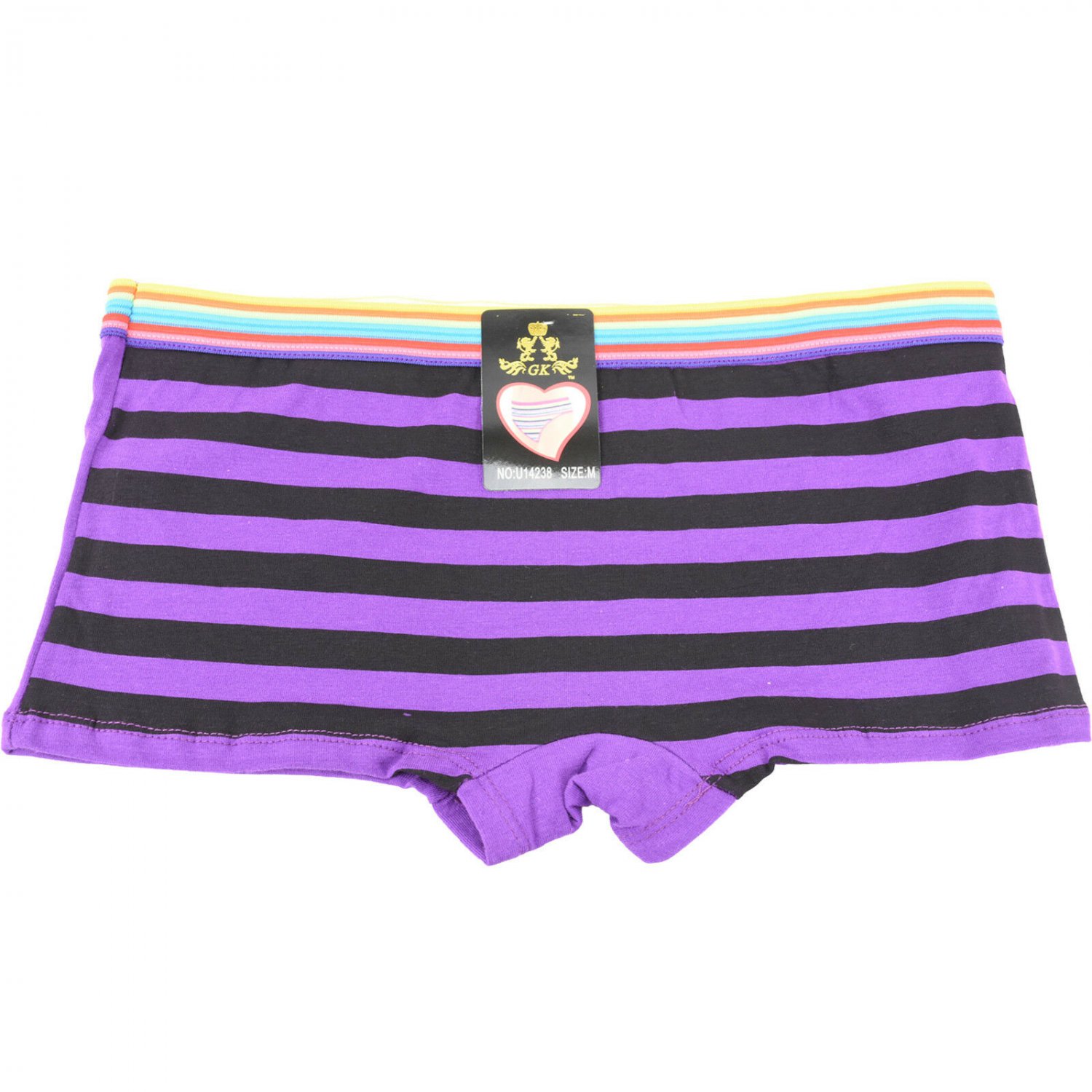 6 pcs Women's Cotton Boy Shorts Panties Stripe Pattern SizeS,M,L,XL