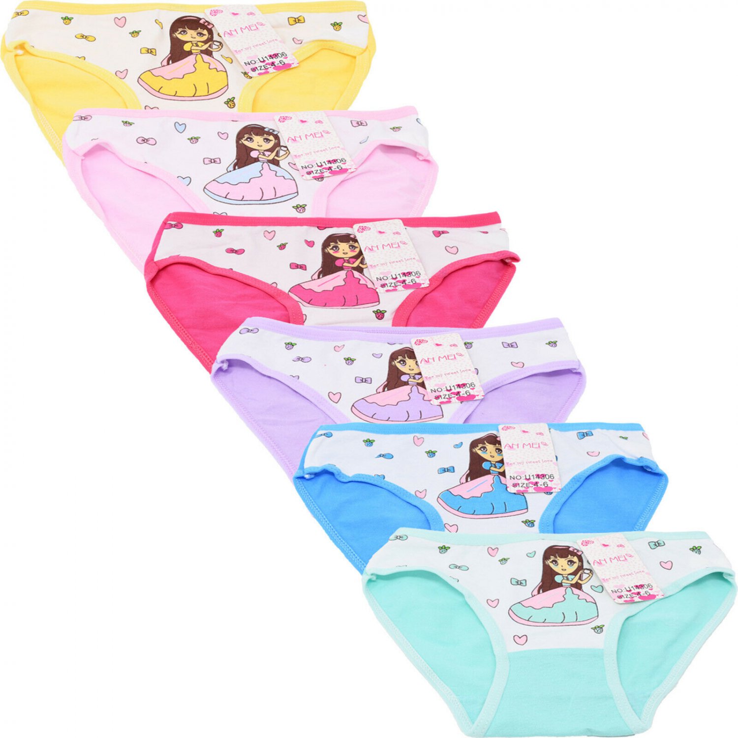 6 PC Girl's underwear Princess style 3 to choose from Ages 2-8
