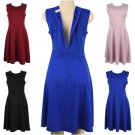 Vintage Dresses Solid Silk Pattern Multiple Colors Sleeveless