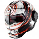 Motorcycle Helmet (Gloss White Orange)
