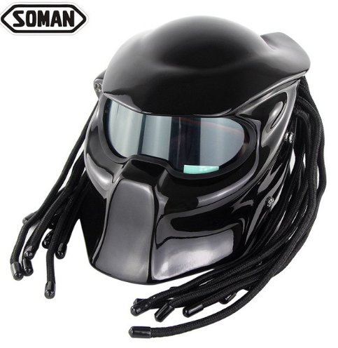 Motorcycle Predator Helmet (Bright Black)
