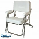 SeaLux Al Folding Cushioned Boat Beach Chair with EZ slide-in Drink Holder