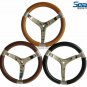 SeaLux Genuine Leather Comfort Grip 14" dia. 3-Spoke Sport Yacht Steering Wheel