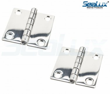 SeaLux Grade S.S. Square Corner Door Butt Hinge 2" x 2" for Boat, RVs (Pair)