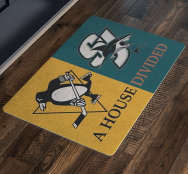 San Jose Sharks Pittsburgh Penguins House Divided Man Cave Welcome Doormat