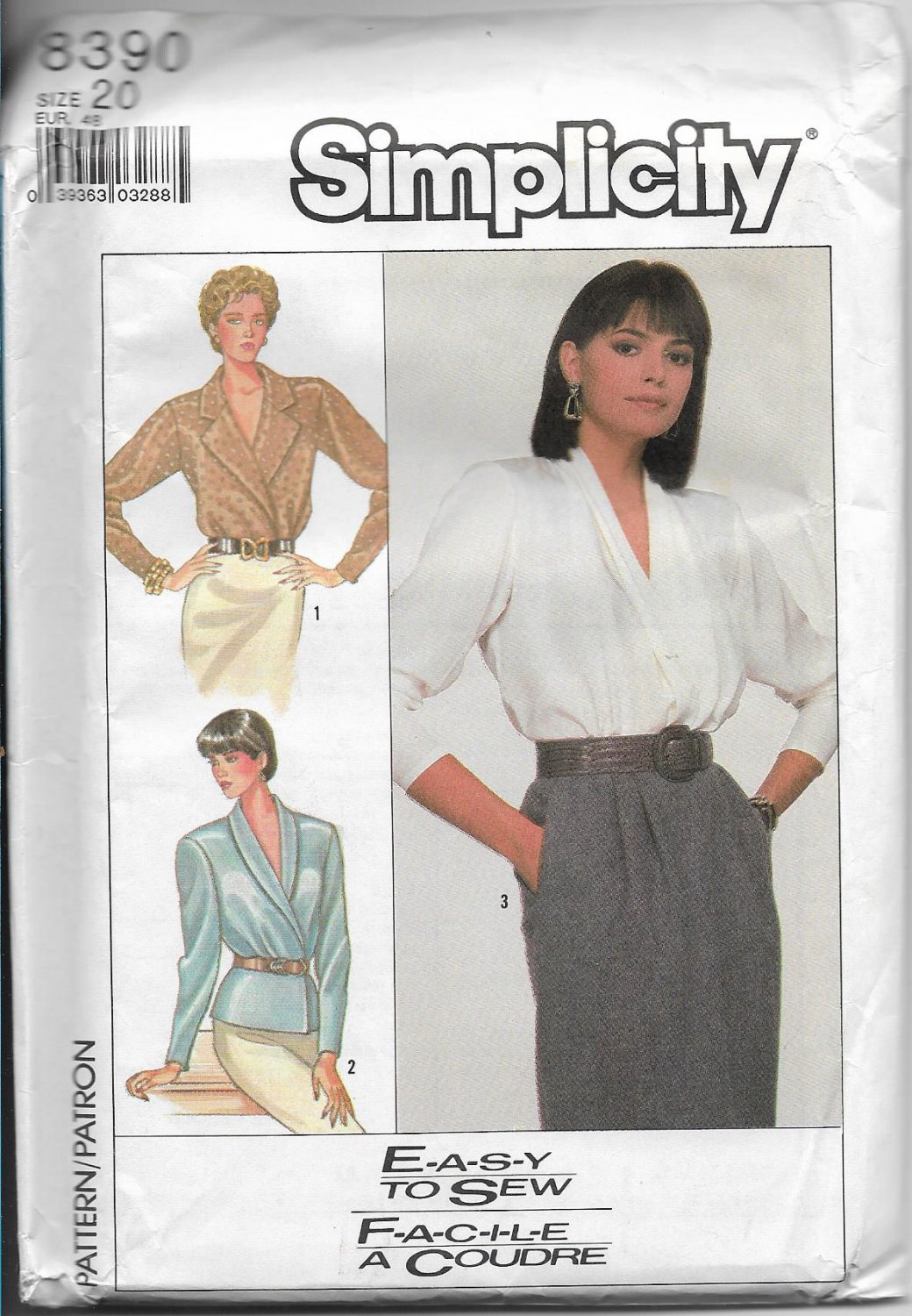 Simplicity 8390 Blouses Women Shawl, Notched Collars, Long Taper ...