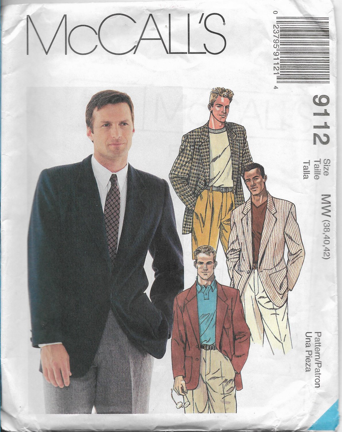 McCalls 9112 Men's Jacket Dress Casual Size M 38 40 42