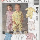 McCalls 8431 Infants Jumpsuits Rompers Button or Snap Closures Easy Sew Pattern