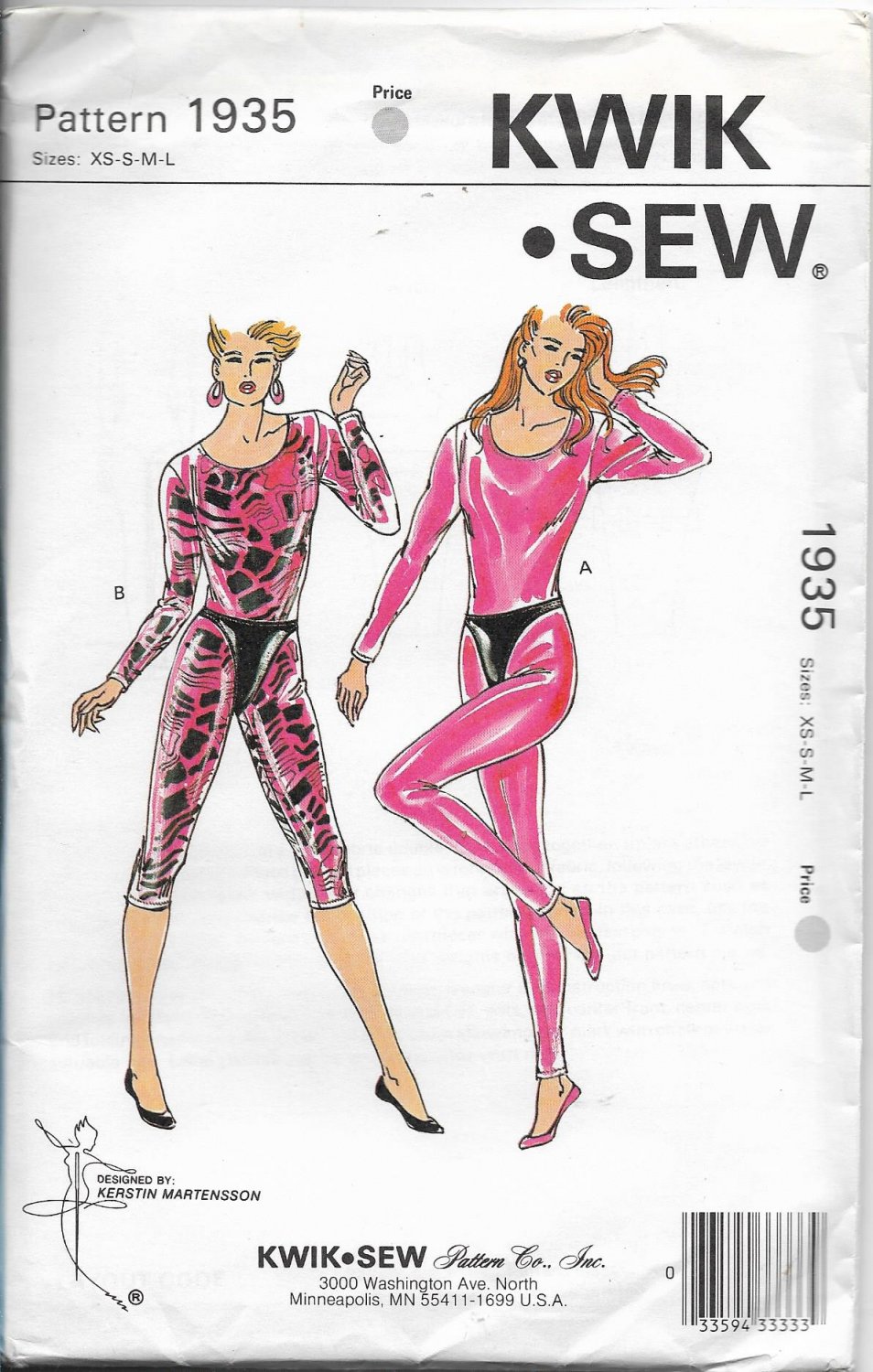 Kwik Sew 1935 Costume Unitard leotard with Long Sleeves and Trunks ...