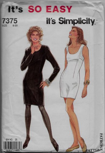 Simplicity 7375 Easy Sew Fitted Dresses 4 Different styles Sizes 8 to 20