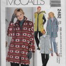 McCalls 2482 Fall or Winter Jackets and Vests Sizes RR 18W to 24W Sewing Pattern Uncut