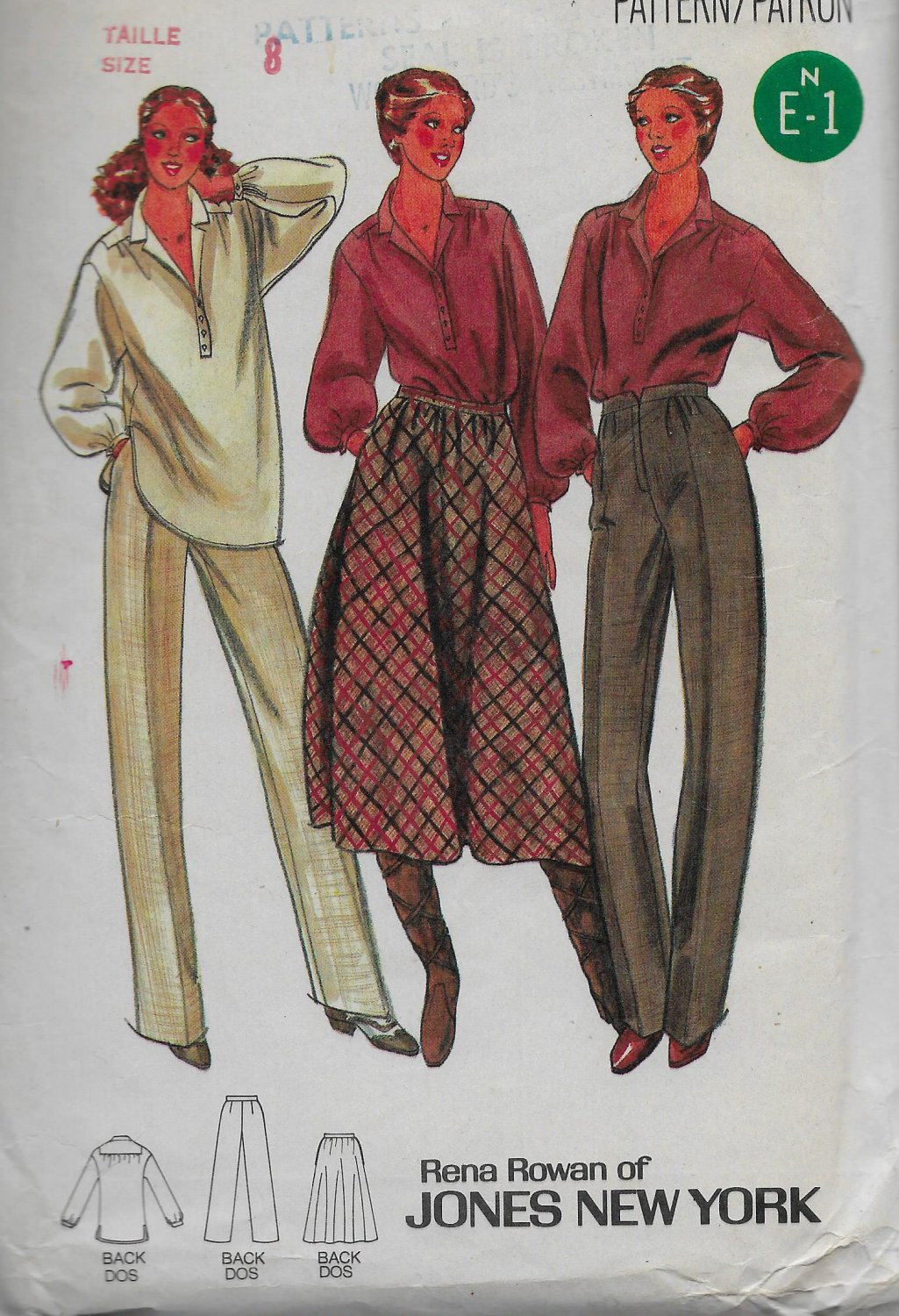 Vintage Butterick 6327 Women Blouse Skirt Dress Pants Size 8 Sewing Pattern Uncut