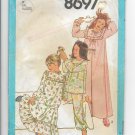 Simplicity 8697 Girls Sleepwear Nightgowns Robe Pajamas Size 12