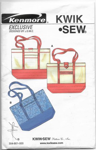 Kwik Sew Two Styles Tote Bags Two Designs New Factory Folded Sewing Pattern