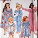 Simplicity 8093 Girls Pajamas Sizes 3-6 Nightgown Top Pants Bottoms Robe