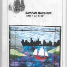 Sampan Harbor Sailboat with City Background, Pillow Cover, Quilted Wall Hanging Size 23 x 28 inches