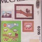 McCall’s 6316 Quilt Pillows Wall Hangings Farm Animals Sheep Ducks Chickens Pattern Vintage 1978