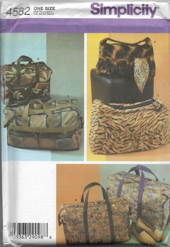 Simplicity 4582, Six Totes different style bags, Travel Bags, Luggage, Small  Medium Large Sizes