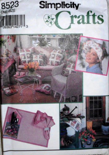 Simplicity Crafts 8523, Pattern for Patio Garden, Round Square Tablecloths, Aprons, Pillow Covers