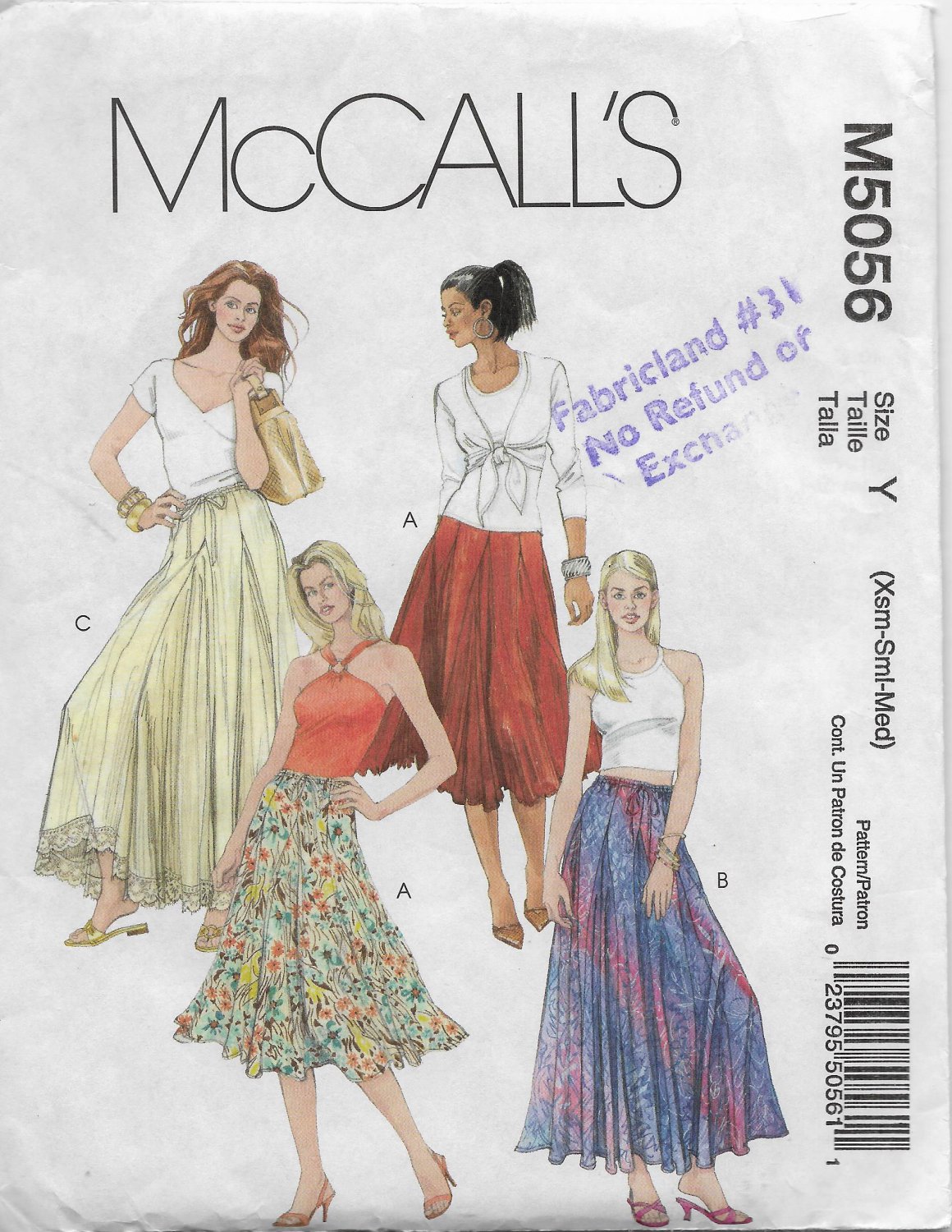 McCalls 5056 Women Flared Skirts in Two Lengths Sizes X Small, Small, Medium