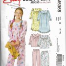 Girls Sleepwear Nightgowns Pajamas Sizes 6 7 8 McCalls M5355 Original Sewing Pattern