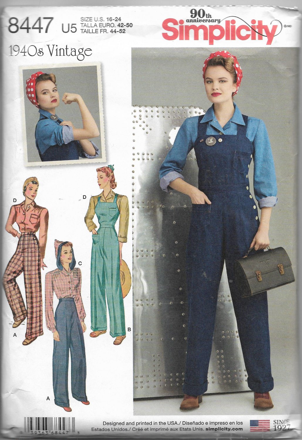 Women Vintage 40s Design Pants Overalls Blouses Sizes 16 to 24 Simplicity 8477 Original