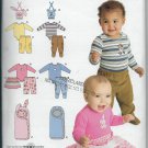 Simplicity 2291 Baby Pants,Skirt, Bibs,Bodysuit, One size Bunting,  Multi Sizes