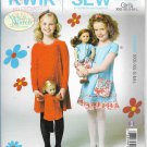 Kwik Sew 3959 Girls Dresses and Purse Sizes XXS - XS - S - M - L, Original Sewing Pattern