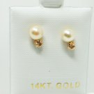 14KY Gold 6mm Salt-Water Cultured Pearl & CZ Stud Earrings 14KY Gold 6mm Salt-Water Cultured Pearl & CZ Stud Earrings