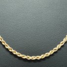14K Yellow Gold 3.3mm Rope Link Chain Necklace, 20 Inches