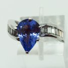 Tanzanite Pear Swirl Ring, Size 7.25