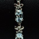 White Gold Aquamarine Oval Flower Bracelet, 7.25 Inches White Gold Aquamarine Oval Flower Bracelet, 7.25 Inches