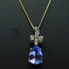 Tanzanite Pear Pendant With Box Link Chain Necklace Tanzanite Pear Pendant With Box Link Chain Necklace
