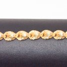 14K Gold Etched Diamond Shell Cut Bracelet, 7 Inches