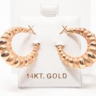 14K Puffed Scallop Hoop Earrings