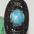 3.00ct Opal & 3.97ctw Black Spinel Sterling Silver Ring, Size 7 3.00ct Opal & 3.97ctw Black Spinel Sterling Silver Ring, Size 7
