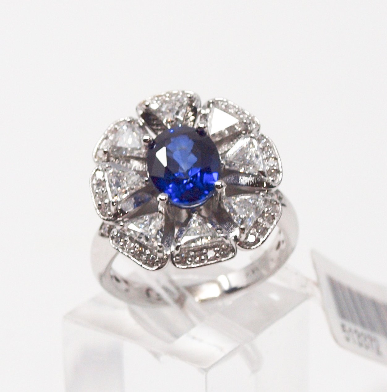 Custom Ladies Blue Sapphire and Diamonds Ring