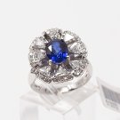 Custom Ladies Blue Sapphire and Diamonds Ring