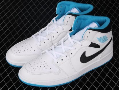 air jordan 1 mid white black laser blue