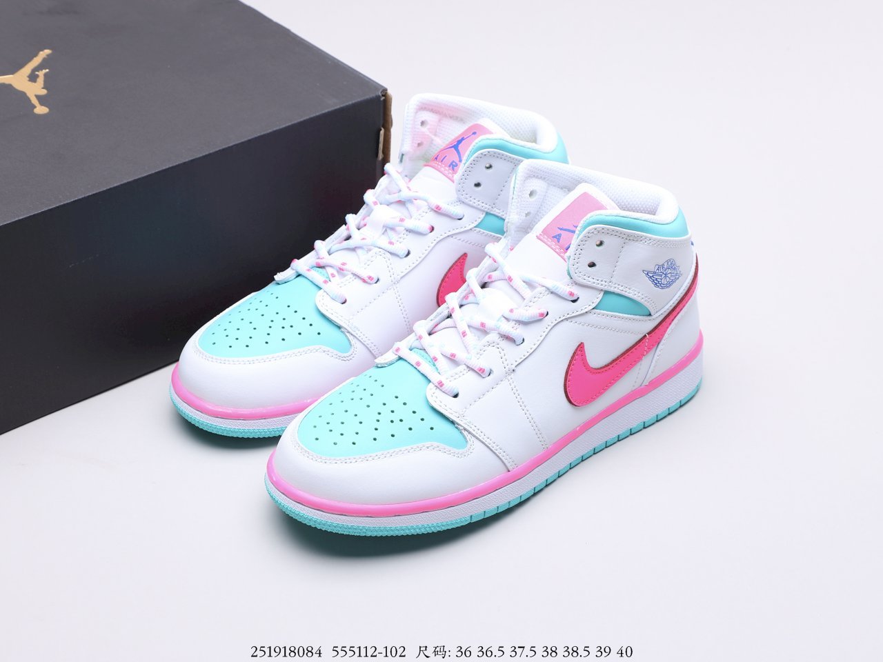 jordan 1 mid white pink green soar