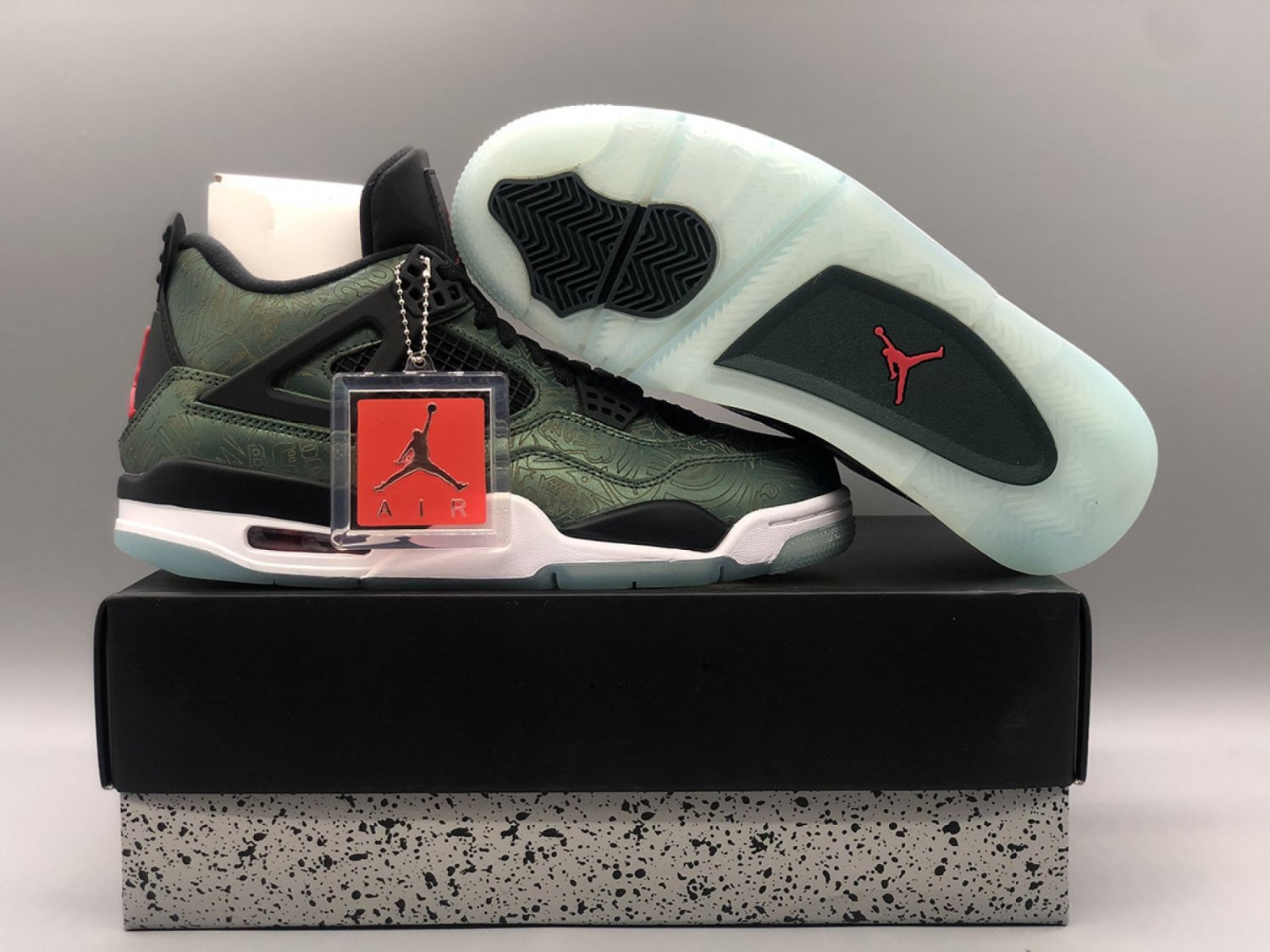 Jordan 4 &acirc;��Laser&acirc;�� Green Black