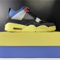 Jordan 4 Off NoirBrigade Blue-Dark Smoke Grey-Light Fusion Red For